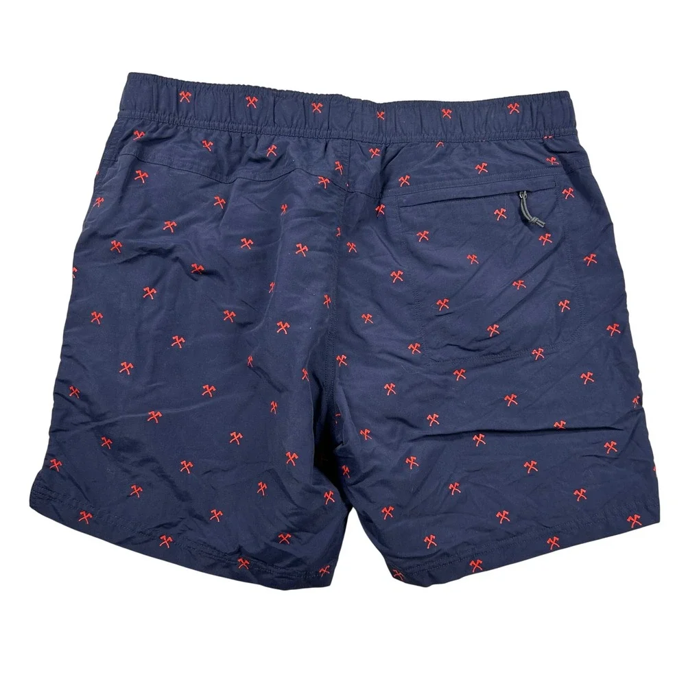 The North Face Shorts Mens L Pickaxe Print Class V Lined Trunks Navy Red Climber